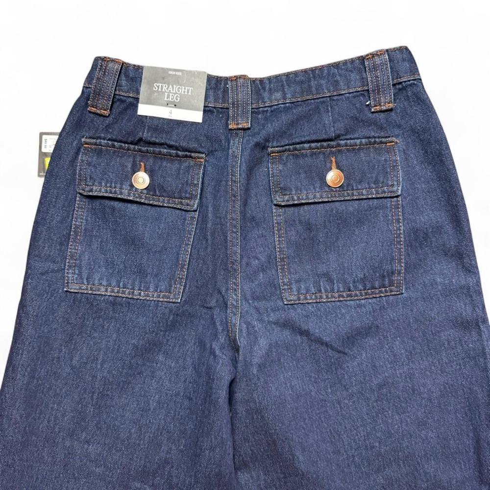 Future Collective Straight Leg High-Rise Dark Wash Blue Jeans Women’s Size 4 NWT - Picture 4 of 8